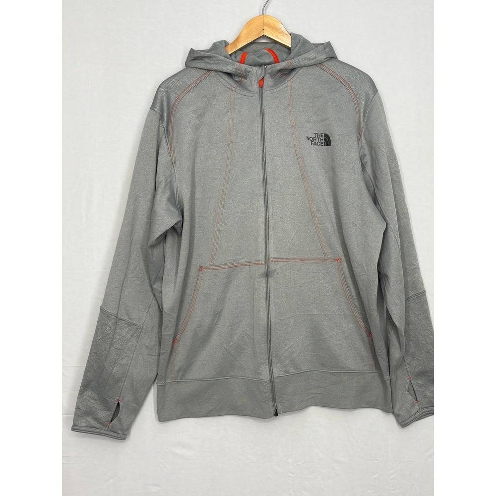 North Face Mountain Athletics Hooded Jacket Mens Gray Fleece Full Zip Size Large